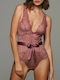 Lingerie Sleeveless Bodysuit with Lace Pink
