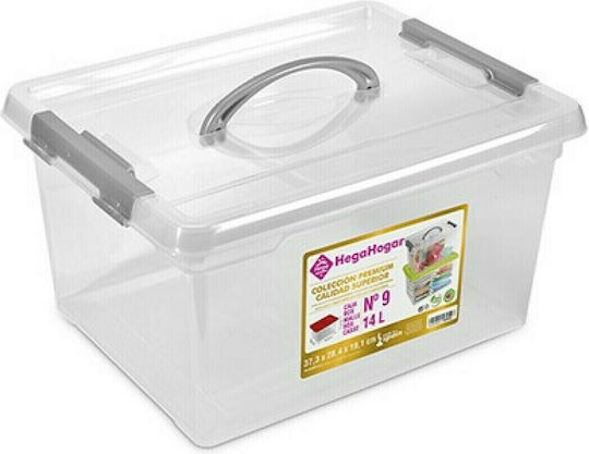 Hega Hogar Plastic Cutie de Depozitare cu Capac Transparent 37.5x19.5x28.5cm 1buc