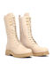 Leather Women's Ankle Boots with Medium Heel Beige