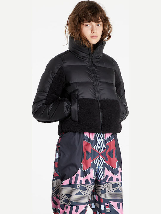 Leadbetter Point Sherpa Hybrid Women's for Hiking Crop Puffer Jacket for Winter Black