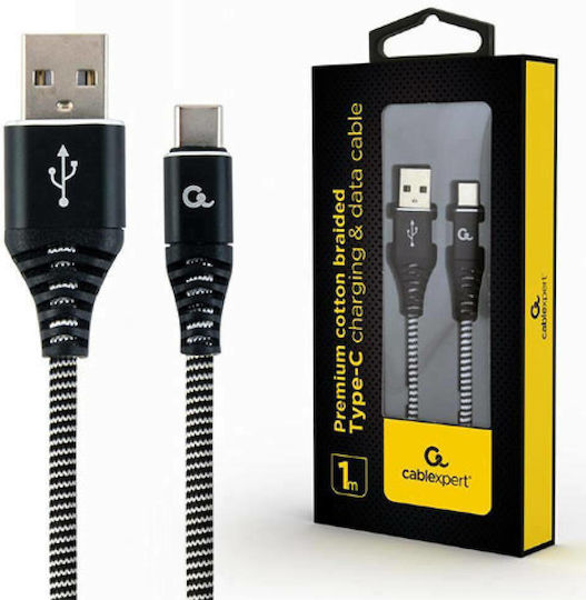 Cablexpert Braided USB 2.0 Cable USB-C Male - USB-A Black 1m CC-USB2B-AMCM-1M-BW