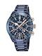 Festina Ceramic Watch Chronograph Battery with Blue Metal Bracelet