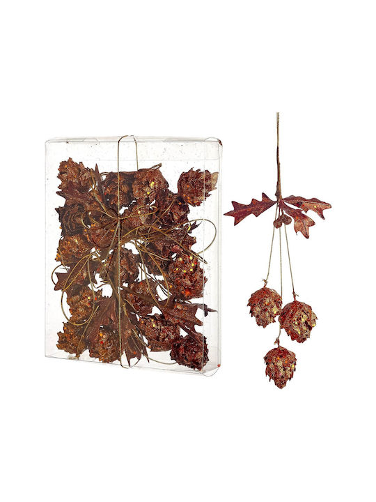 Hanging Ornament Pine Red 6cm Set 6pcs