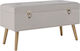 Stool Bench Stool With Storage Space Upholstered with Velvet Grey 80x34x42cm