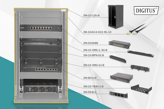 Digitus Wall Mounted Rack Cabinet 12U 31.2x30x59.2cm Black DN-10-SET-3-B