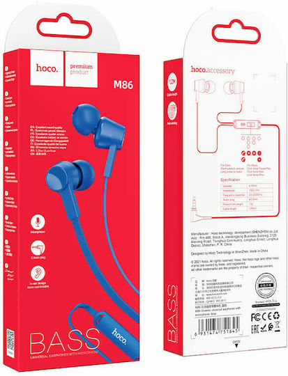 Hoco M86 In-ear Handsfree με Βύσμα 3.5mm Μπλε