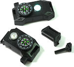 Schwarze Kunststoffschnalle mit LED-Licht, Kompass, Pfeife und Schlüsselanhänger 68x32mm