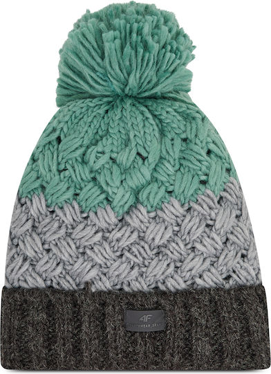 Pom Pom Beanie Γυναικείος Σκούφος Πλεκτός σε Τιρκουάζ χρώμα
