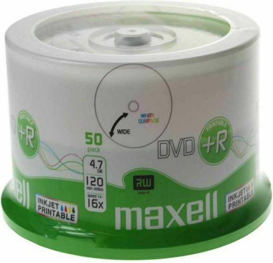 Maxell Beschreibbare DVD+R 16x 4.7GB Kuchenbox 50Stück