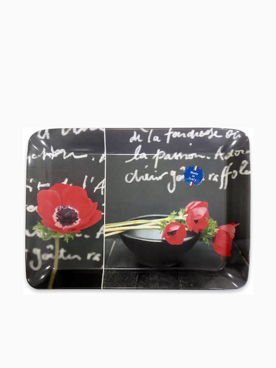 Marva Poppies Plastic Rectangular Serving Tray in Black Color 45x31cm BR101POP 1pcs