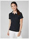 Women's Athletic Polo Blouse Short Sleeve Black