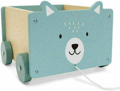 Ecotoys Kinder Aufbewahrungsbox aus Holz Eco Türkis 26x26x6cm 1Stück