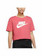 Nike Essential Crop Top Sportiv pentru Femei cu Mâneci Scurte Roz