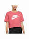 Nike Essential Damen Sportliches Crop Top Kurzarm Rosa