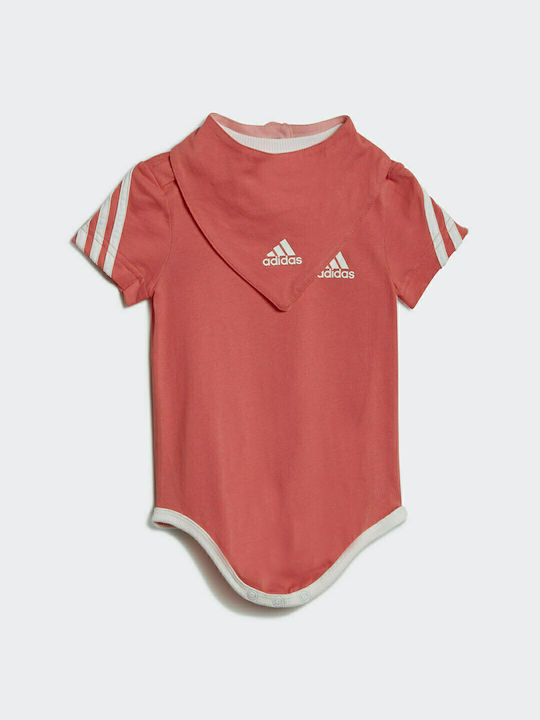 Adidas Σετ Φορμάκι με Αξεσουάρ Κοντομάνικο για Κορίτσι Κοραλί 3 Stripes Onesie