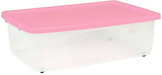 Viomes Plastic Storage Box with Wheels and Lid Transparent 59x40x19cm