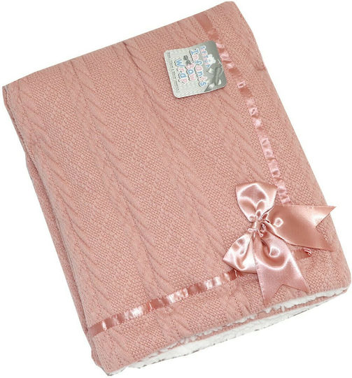 Soft Touch Decke Wickeltücher für Kinderzimmer FBP202 Gestrickt Rosa 75x90cm