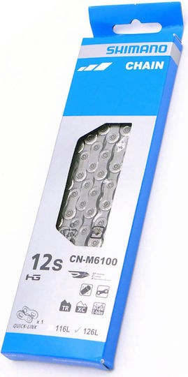 Shimano Deore CN-M6100 Αλυσίδα Ποδηλάτου 12 Ταχυτήτων 126L Ασημί