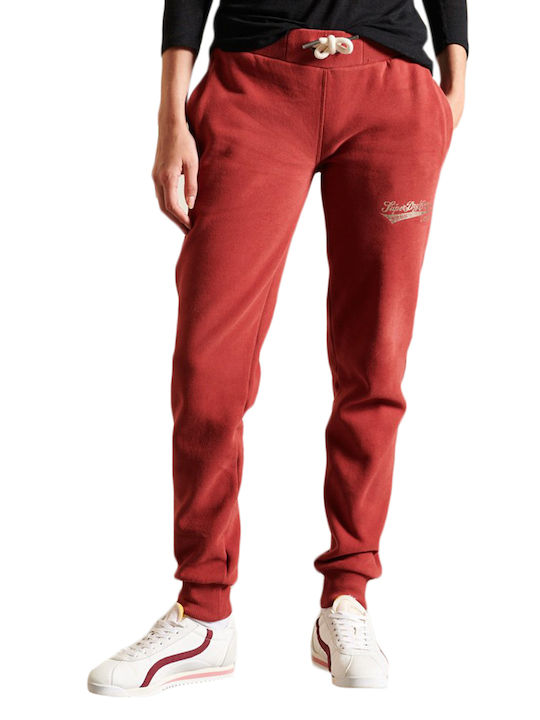 Superdry Παντελόνι Φόρμας με Λάστιχο Κόκκινο