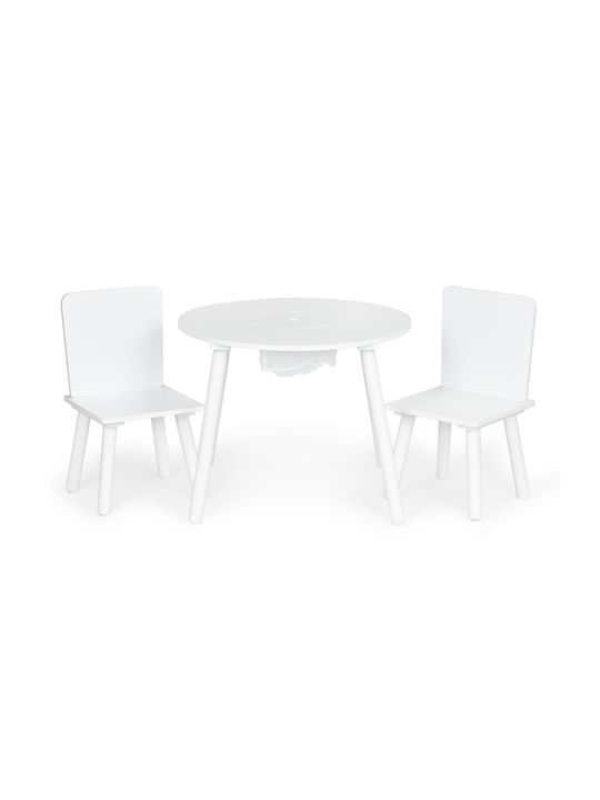 Kinder Tischset mit Stühlen aus Holz Weiß