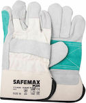 Safemax Plus Safety Glofe Leather-Cotton Gray