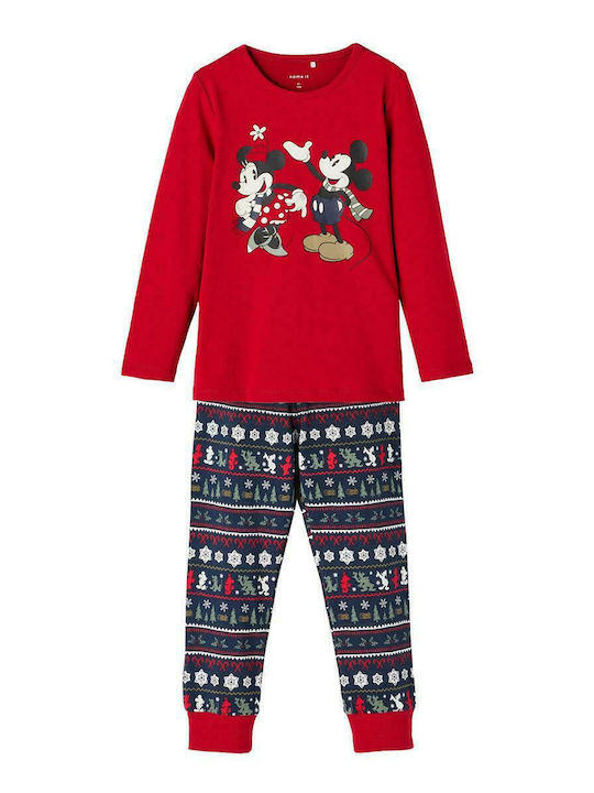 Name It Pijama pentru copii De iarnă Din bumbac Roșie