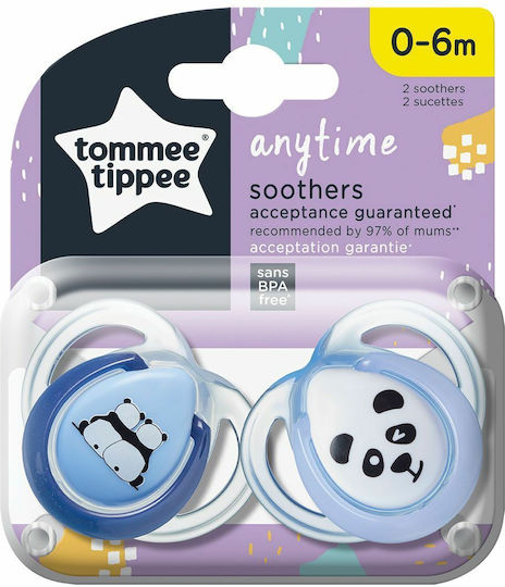 Tommee Tippee Orthodontic Pacifiers Silicone Panda - Blue for 0-6 months 2pcs