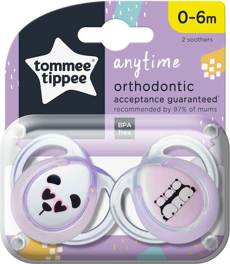 Tommee Tippee Anytime Soother Orthodontische Schnuller Silikon Alle - Lila für 0-6 Monate 2Stück