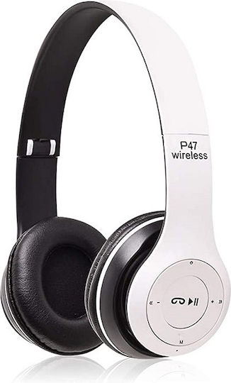 P47 Wireless / Wired On Ear Headphones with Radio with 6 hours of Operation White 711478_w