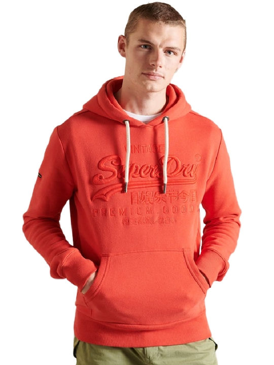 Superdry Men's Sweatshirt with Hood and Pockets Red