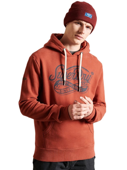 Superdry Men's Sweatshirt with Hood and Pockets Orange