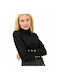 Women's knitwear with rhinestones on the sleeve Black 13466