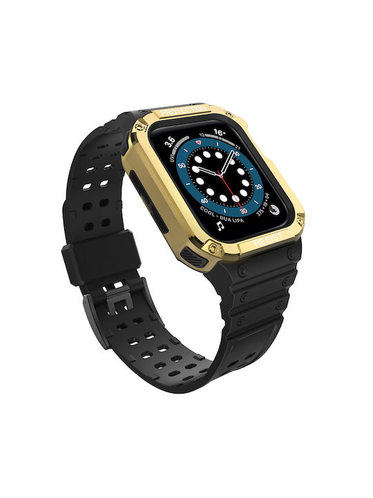 Hurtel Armored Θήκη & Strap Silicone Black/Gold (Compatible with Apple Watch 7, SE)