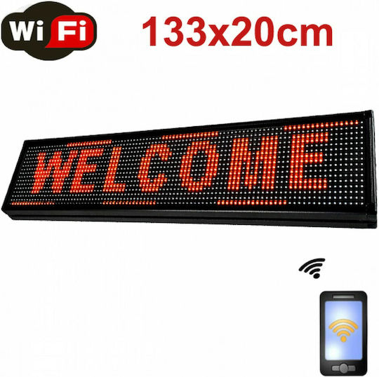 Spring WiFi Rolling LED Sign One - Sided Waterproof 133x20cm Red