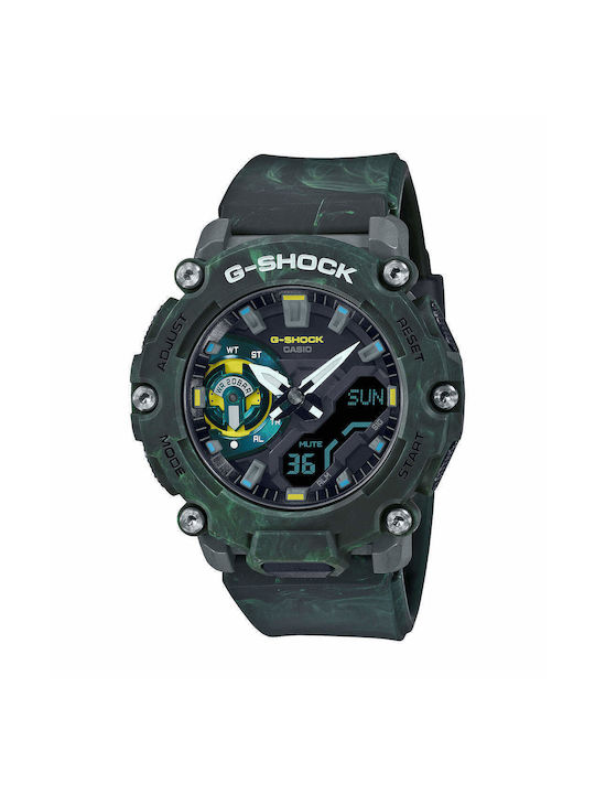 Casio G-Shock Ρολόι Χρονογράφος Μπαταρίας με Πράσινο Καουτσούκ Λουράκι