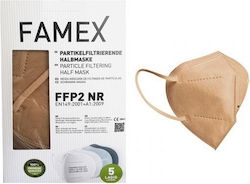 Famex Disposable Protective Mask FFP2 Particle Filtering Half NR Beige 10pcs