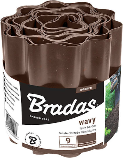 Bradas Πλαστική Μπορντούρα Κήπου σε Καφέ Χρώμα 15cm x 9m