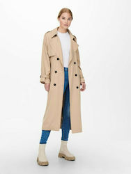 Only Women's Long Gabardine with Belt Tannin