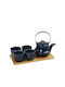 Espiel Tea Set with Cup and Filter Ceramic in Blue Color 600ml 5pcs