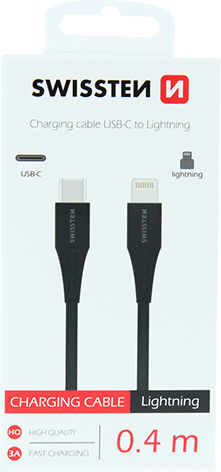 Swissten USB-C zu Lightning Kabel Schwarz 0.4m (71506512)