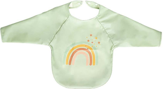 Bebejou Rainbow Sky Waterproof Coverall Plastic with Button & Sleeves Green