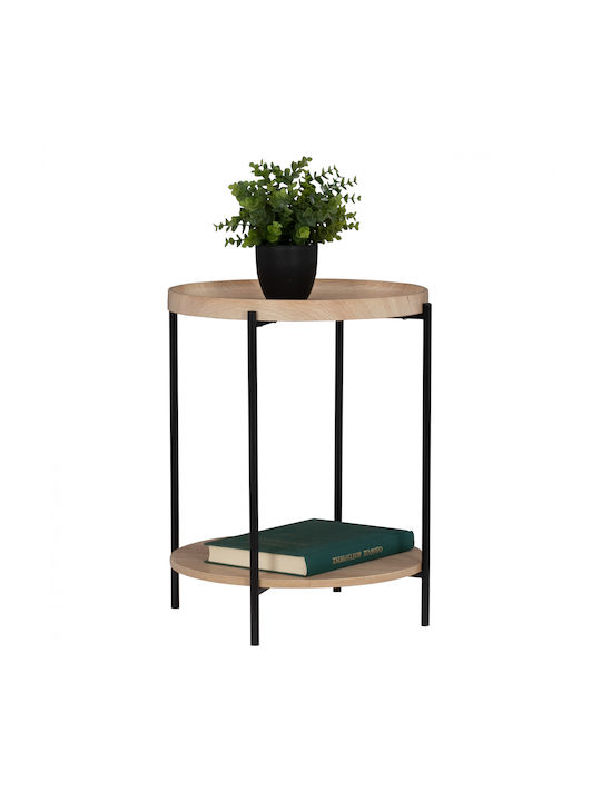 Round Side Table Wooden Natural / Black L40xW40xH52cm.