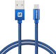 Swissten Плетена USB 2.0 Кабел USB-C мъжки - USB-A мъжки Син 1.2м