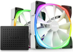 NZXT Aer RGB 2 Starter Kit (2x 140mm) Case Fan με Σύνδεση 4-Pin PWM Λευκό