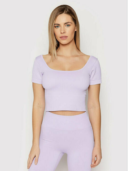 Guess Women's Athletic Crop Top Short Sleeve Purple