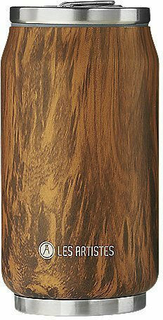 Les Artistes Pull Can'it Ποτήρι Θερμός Ανοξείδωτο BPA Free 280ml Wood με Επιστόμιο και Καλαμάκι