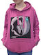 Damen Sweatshirt Kapuzen Fuchsie