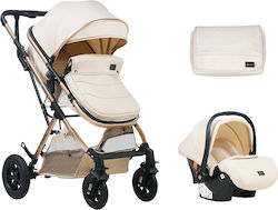 Kikka Boo Kaia 3 in 1 Adjustable 3 in 1 Baby Stroller Suitable for Newborn Beige 8.9kg