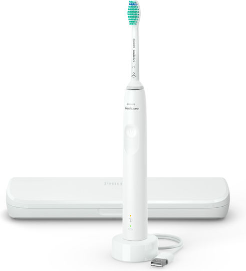 Sonicare 3100 Електрическа Четка за Зъби с Таймер за Четкане, Сензор за Натиск и Калъф за Пътуване Бяла