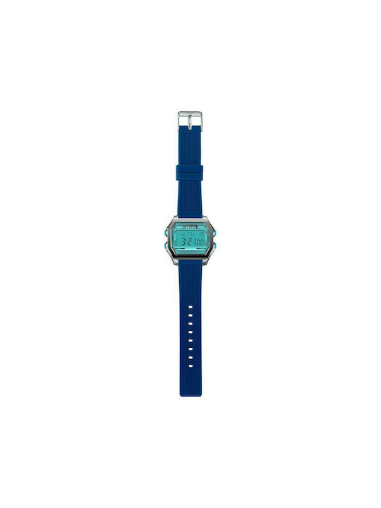 I AM Digital Uhr Batterie mit Blau Kautschukarmband